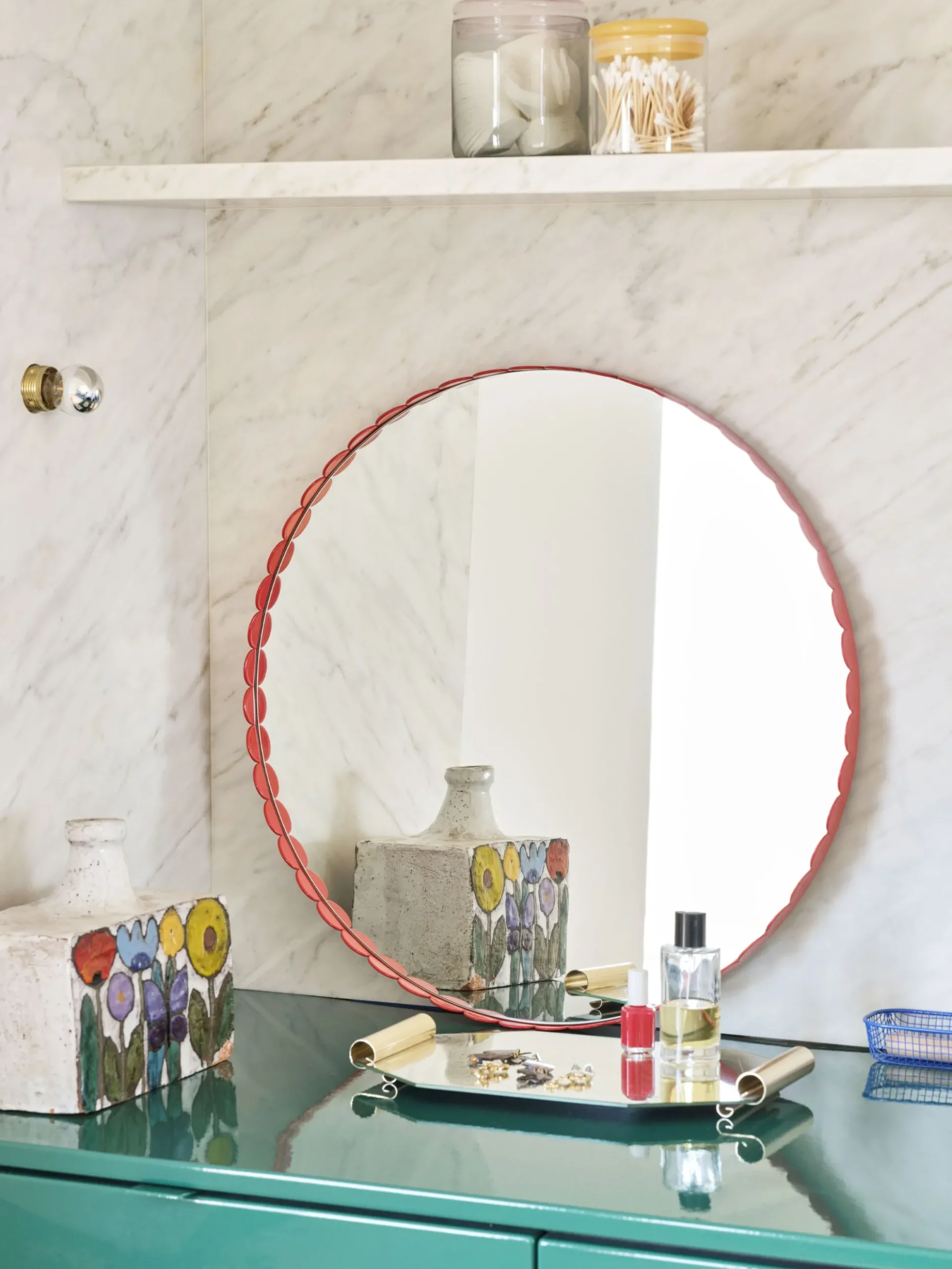 Arcs Mirror Round - Red