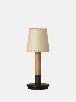 Básica Mínima Batería Portable Table Lamp - Bronze - Stitched Beige