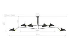 Ceiling Lamp with 6 Rotating Arms