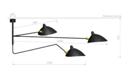 Ceiling Lamp with Three Arms