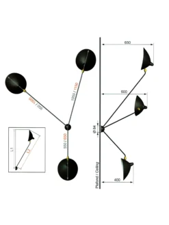 Ceiling Lamp with Three Fixed Arms