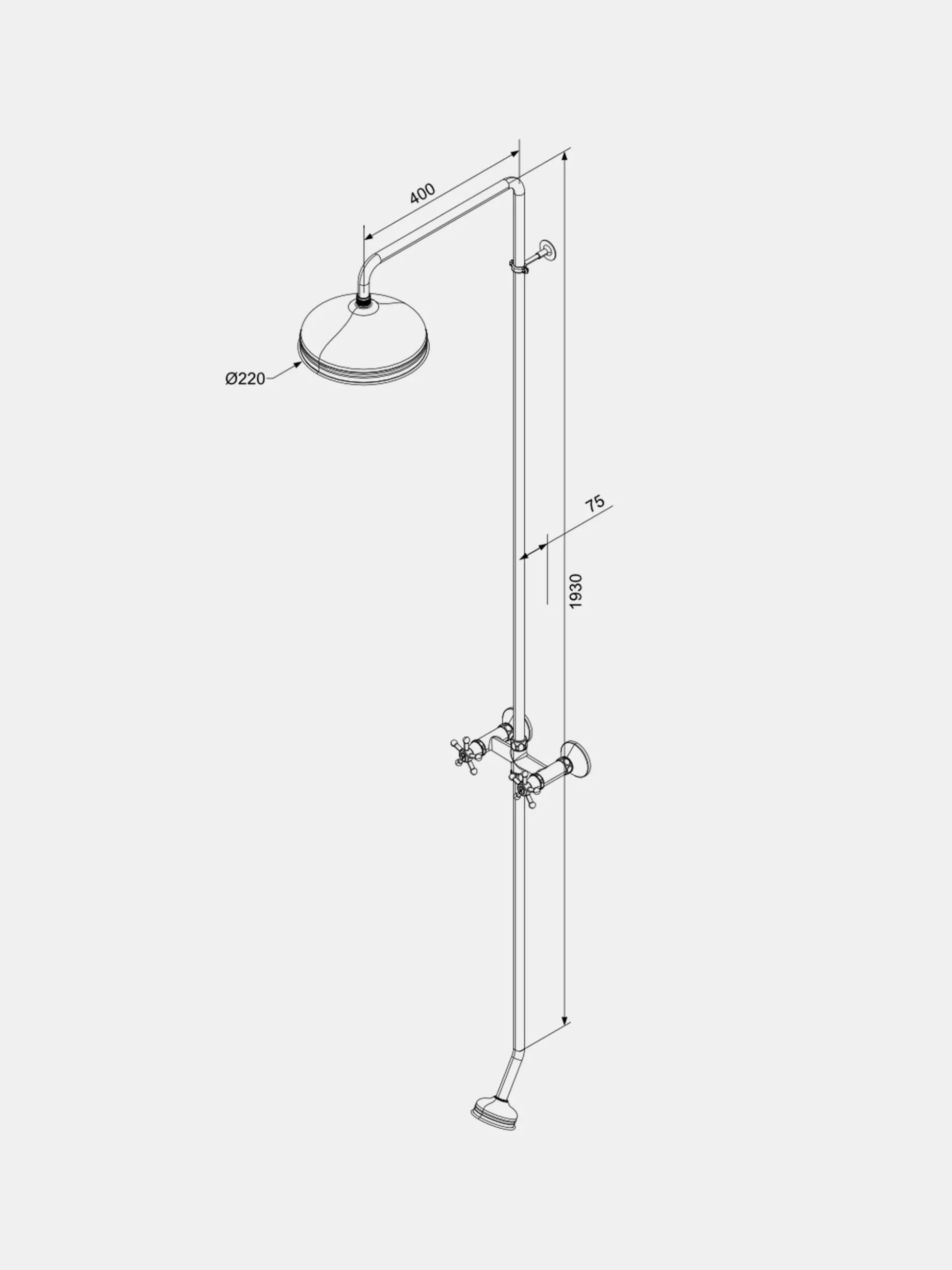 Christiansborg Outdoor Shower Fixture Head/Foot