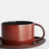 Coffee Cup With Saucer - Dark Blue/Rust