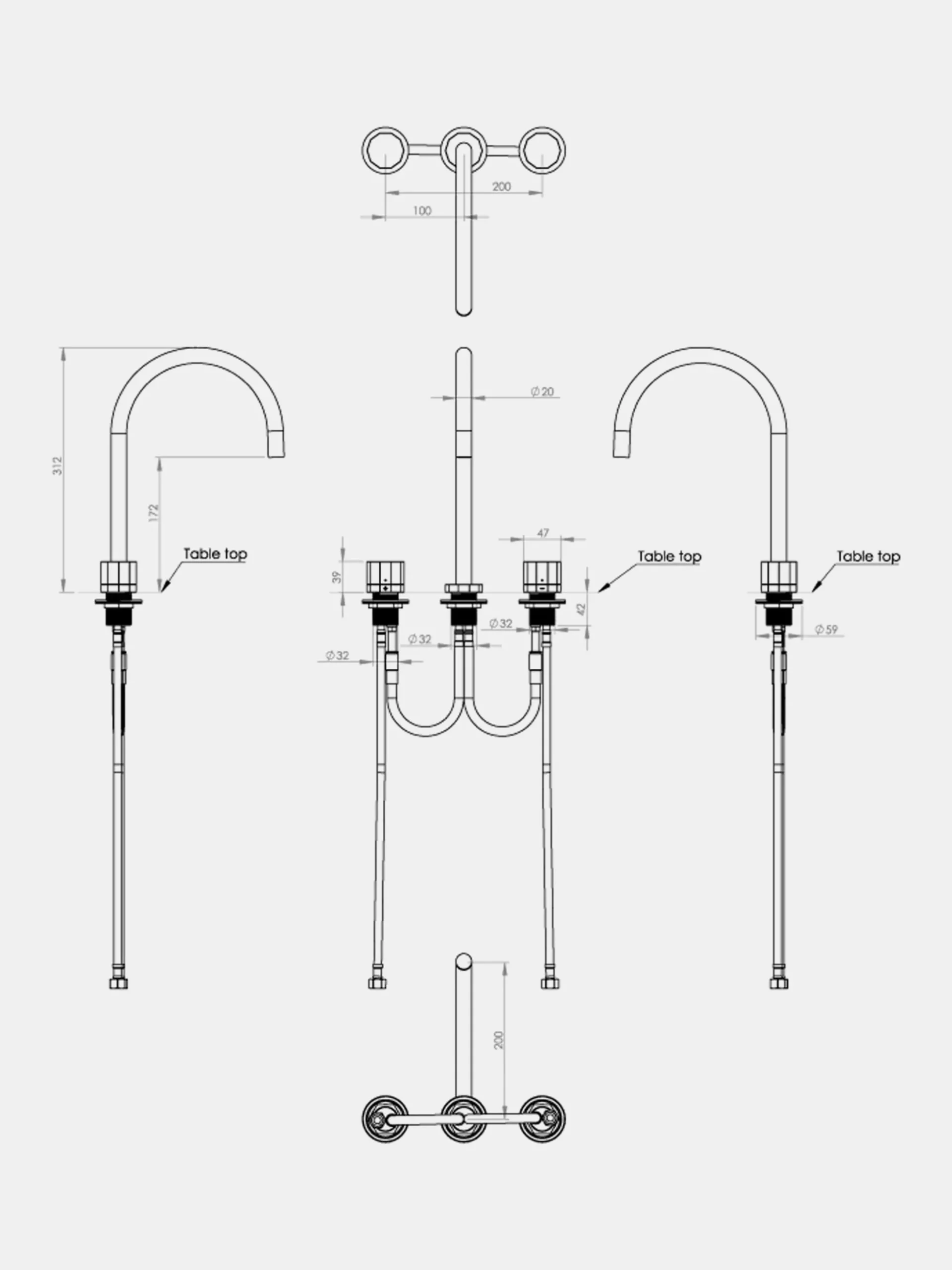 Déca Tap Ø200 - 3 hole