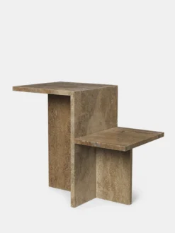 Distinct Side Table - Dark Brown Travertine