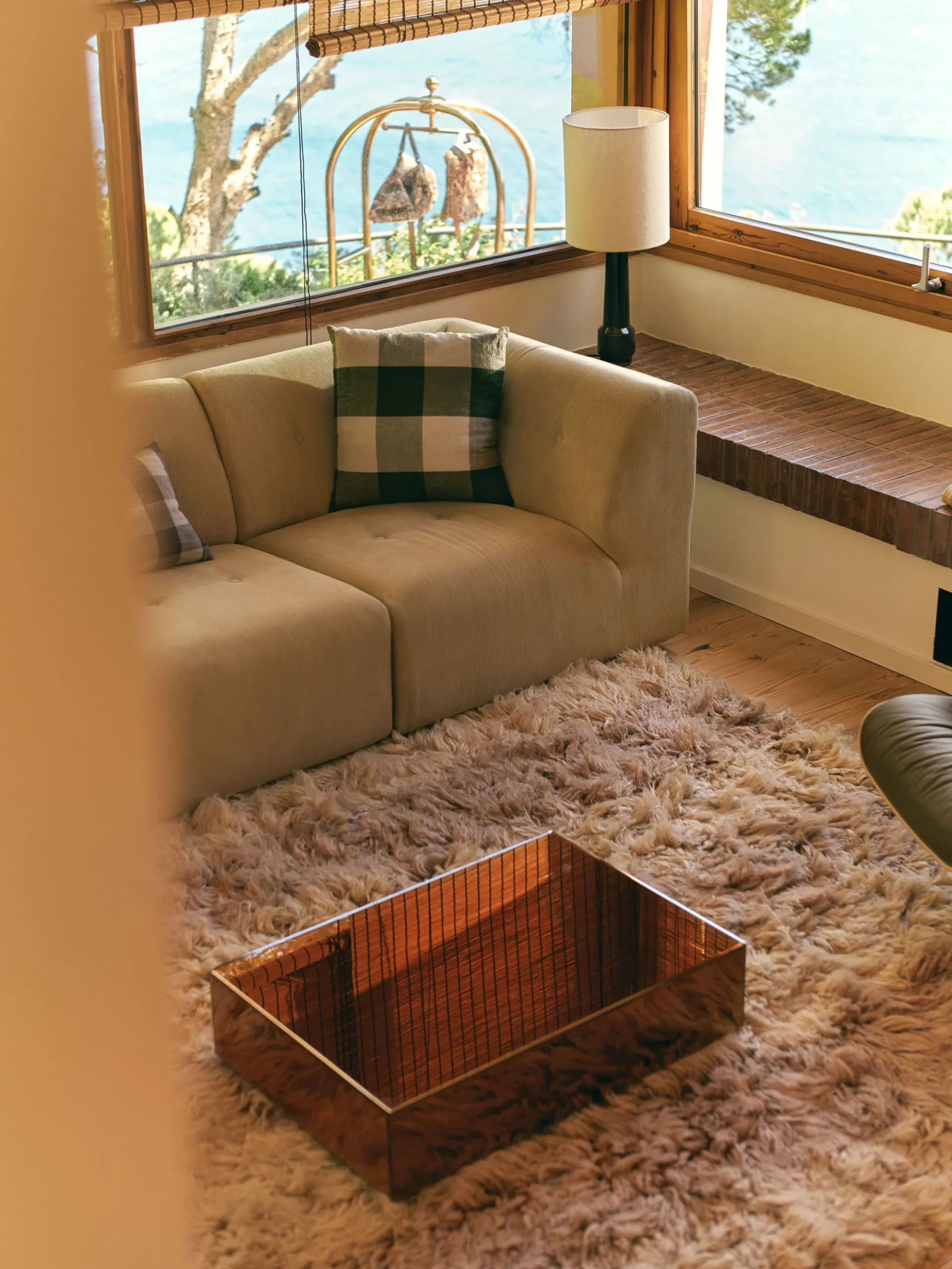 Mirror Block Coffee Table - Smokey Brown - 80 cm