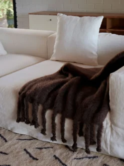 Mohair Tassel Throw - Chocolate Brown
