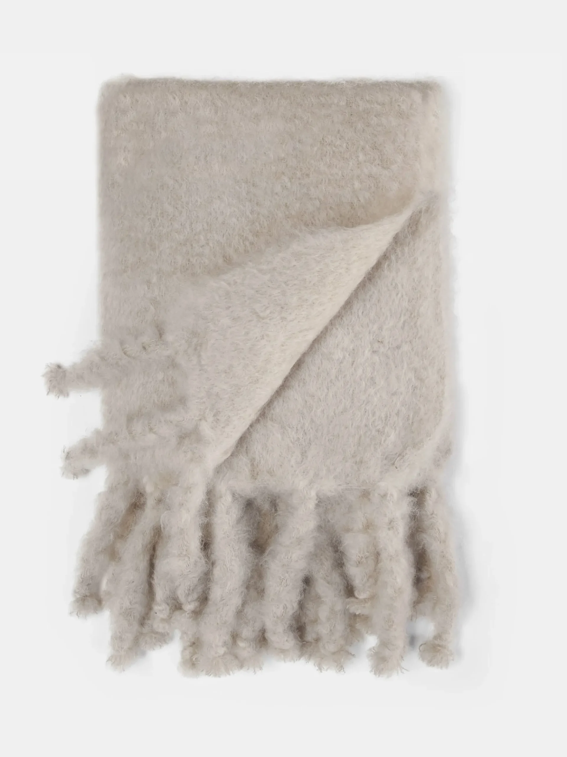 Mohair Tassel Throw - Ultimate Beige
