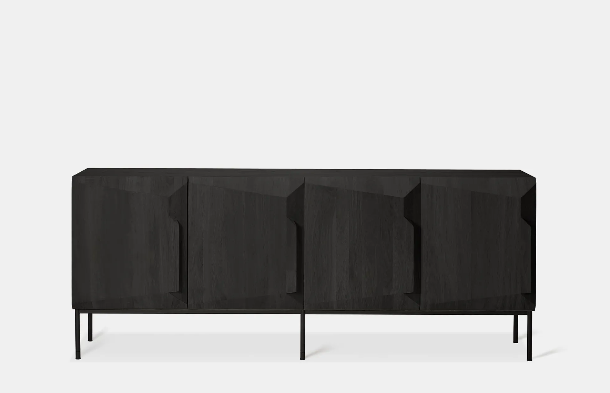 Oak Stairs Black Sideboard - 3 Doors