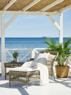 Olivia Exterior Sunbed - Antique Grey - White Cushion