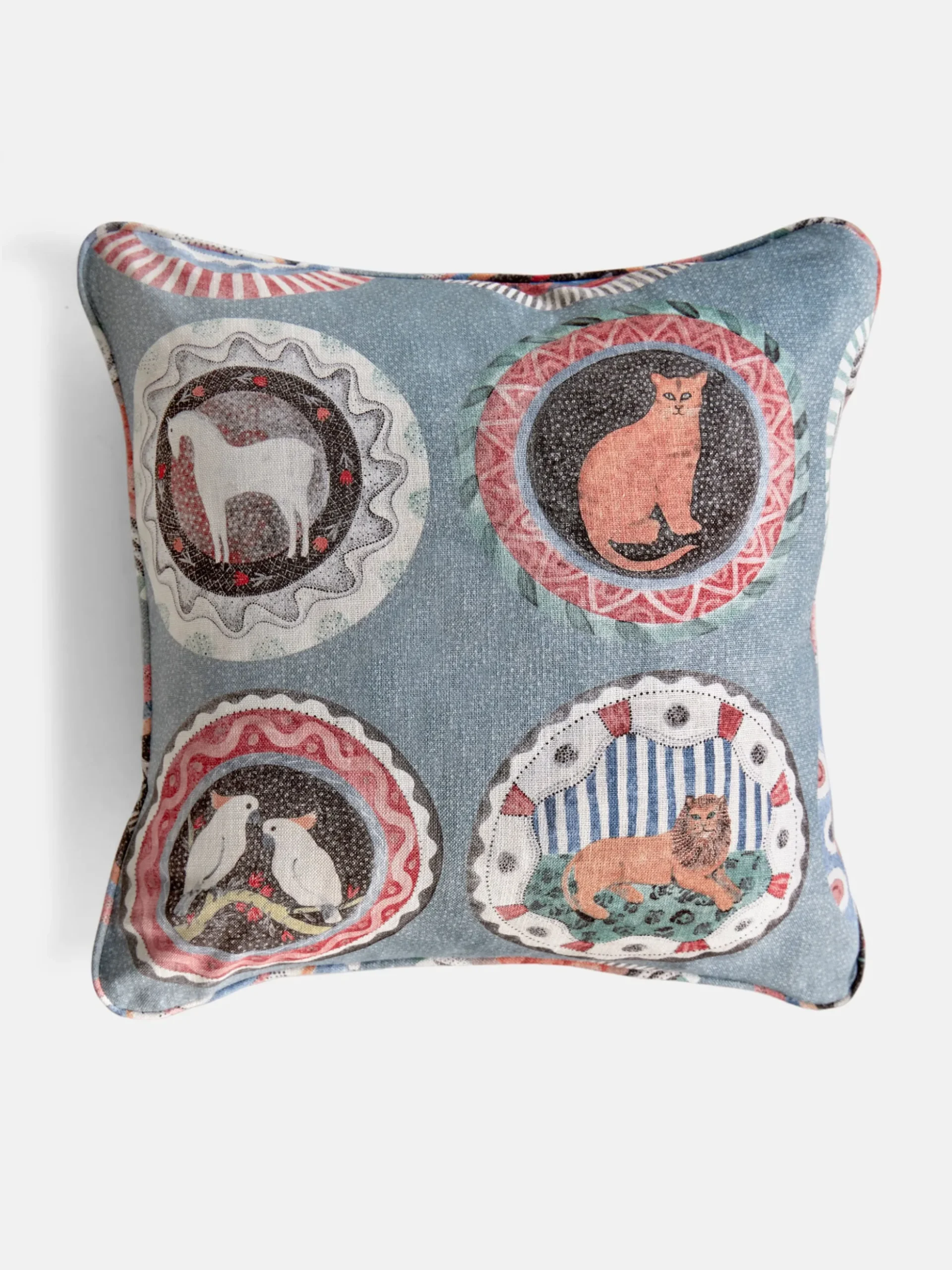Robina's Dinner Party Teal Cushion - 55x55 cm