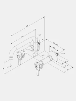 SP Wall Mounted Tap Swivel L200 - Brass