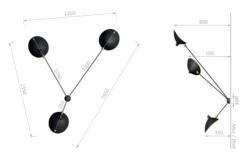 Wall Lamp with Three Fixed Arms
